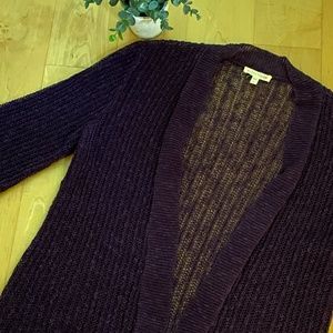 🟣 Ilene Fisher Linen Blend Loose Knit Cardigan M
